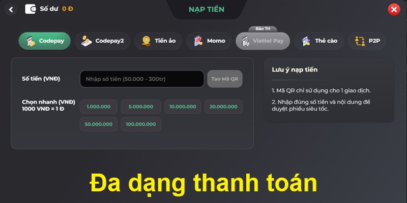 Trang Chủ 5 Đa dạng thanh toán