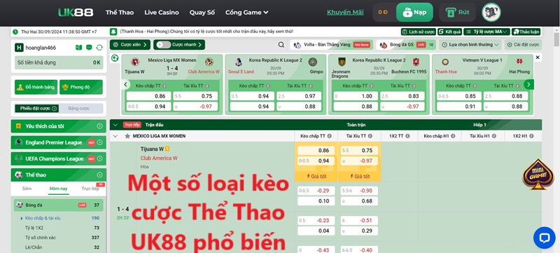 Thể Thao UK88 4 Một số loại kèo cược Thể Thao UK88 phổ biến
