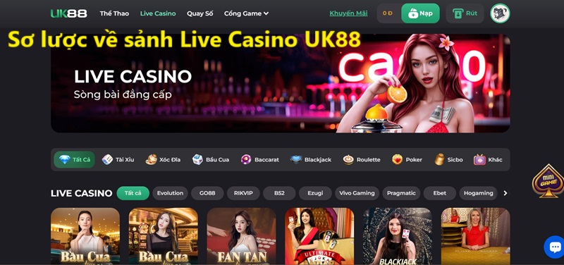 Live Casino UK88 1 Sơ lược về sảnh Live Casino UK88